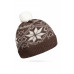 Шапка детская Norveg цвет коричневый с белыми снежинками (текстильный помпон) 7CWU-018 (S) в Москве купить